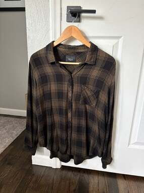 Rails Hunter Long Sleeve Rayon Plaid Shirt in Juniper Ash